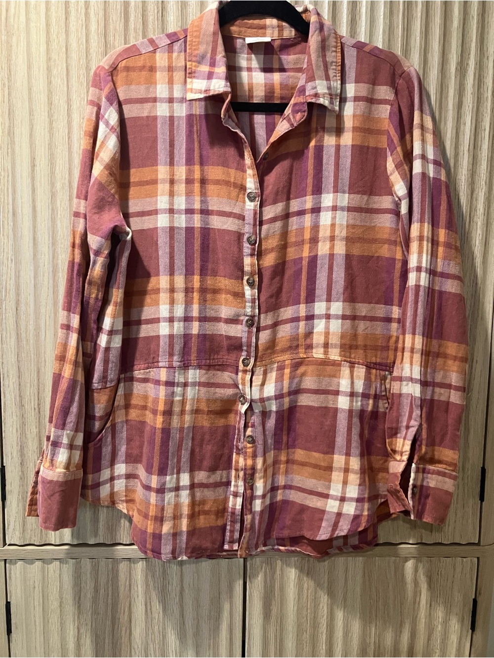 Vici Rust Plaid Button Down Shirt (M)